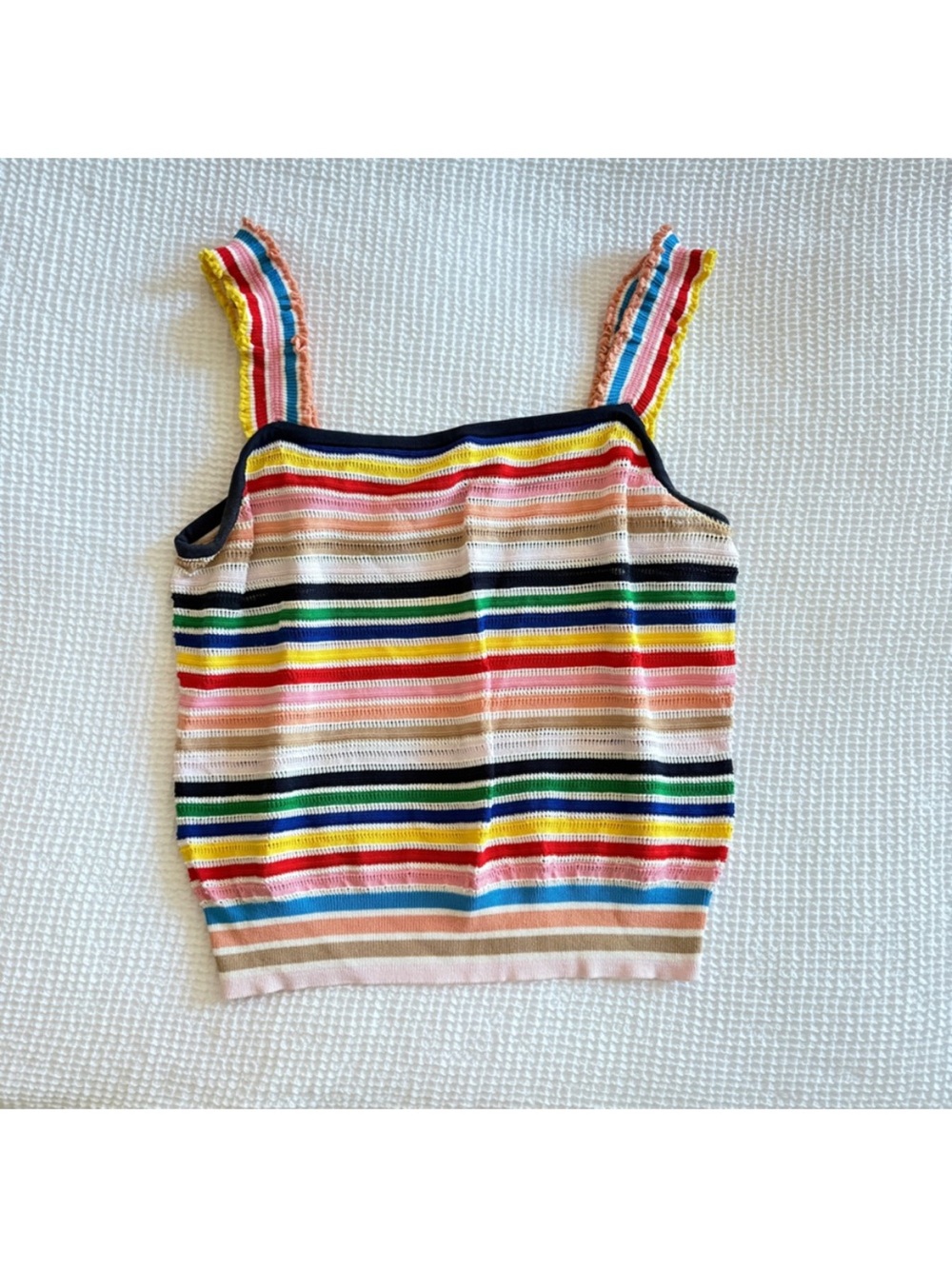 J. Crew Rainbow Striped Knit Tank Top - Pink, Yellow, Blue, Green, Navy
